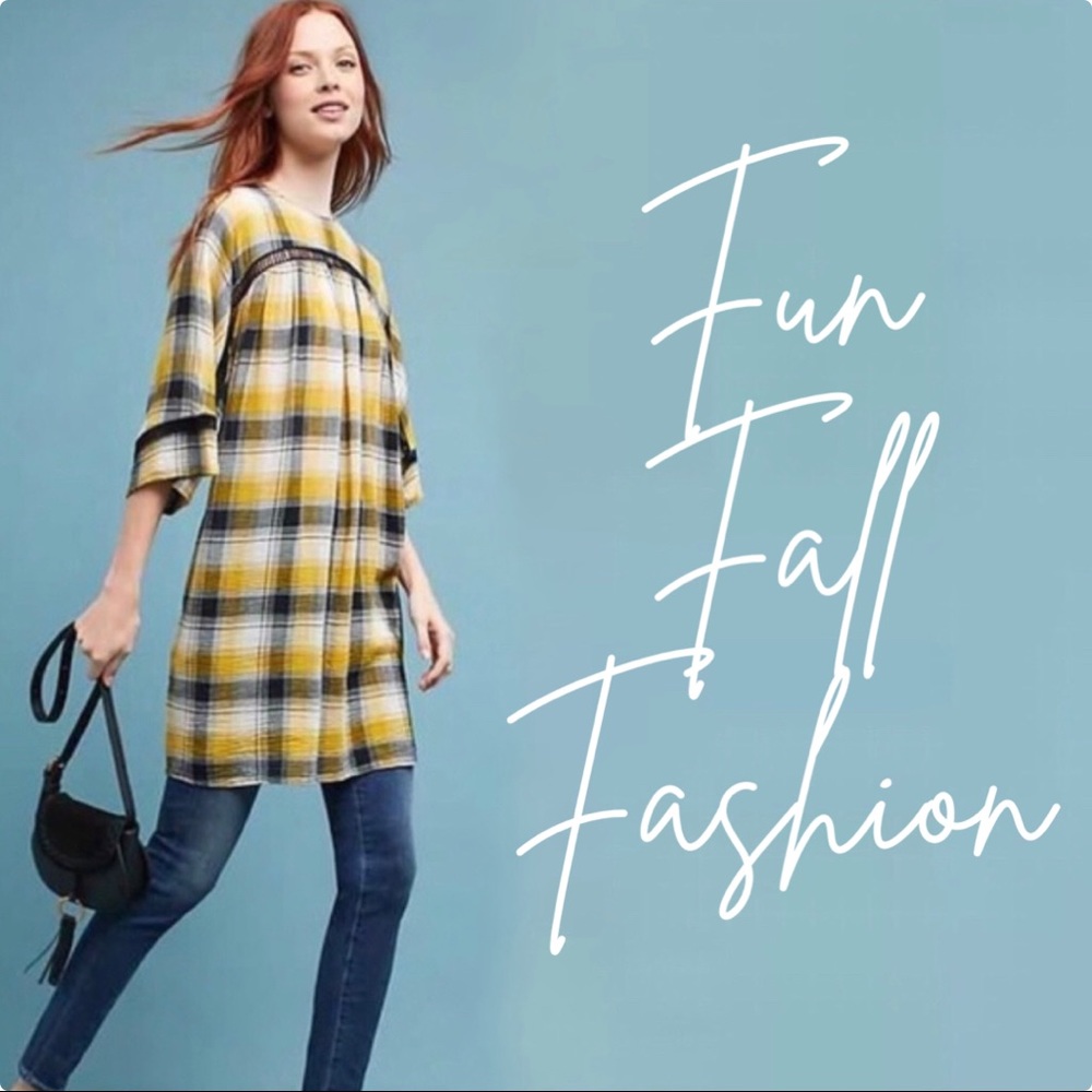 ANTHRO Maeve Yellow/Black Plaid Kimono Tunic XS